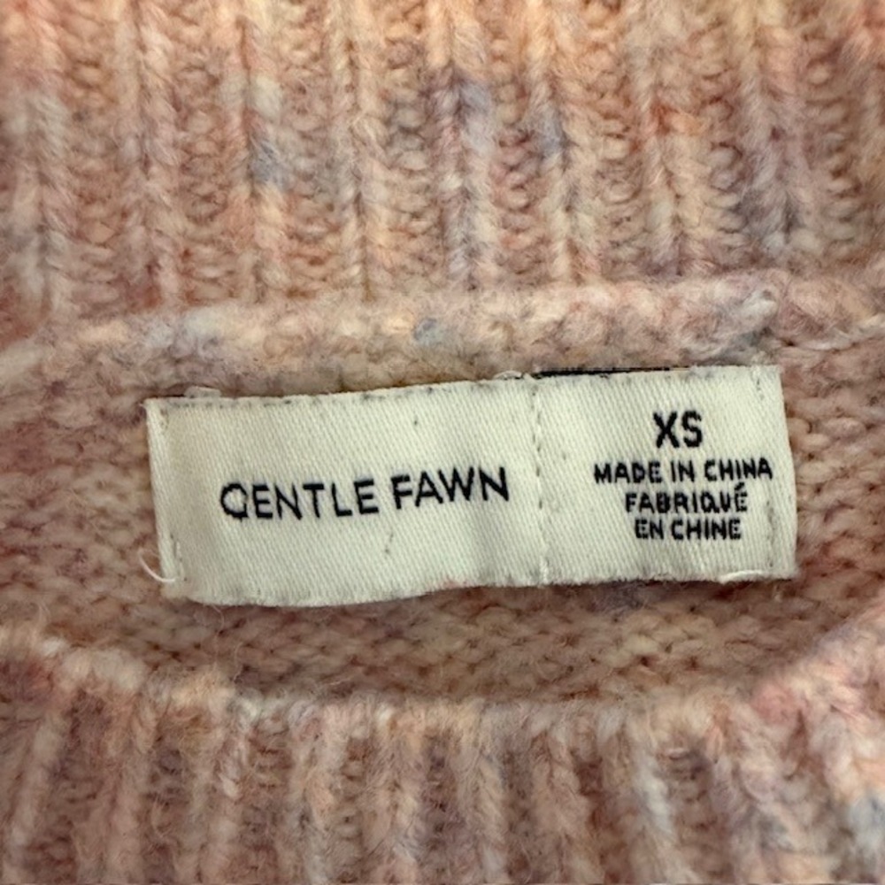 Gentle Fawn Pink Marl Puff Sleeve Cable Knit Sweater XS - Picture 5 of 11